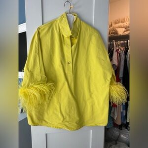 Tuckernuck Yellow Feather Cuff Blouse